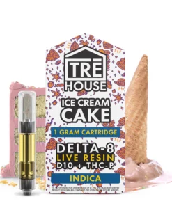 Live Resin Delta 8 Cartridge + D10 + THC-P - Ice Cream Cake - Indica 1g